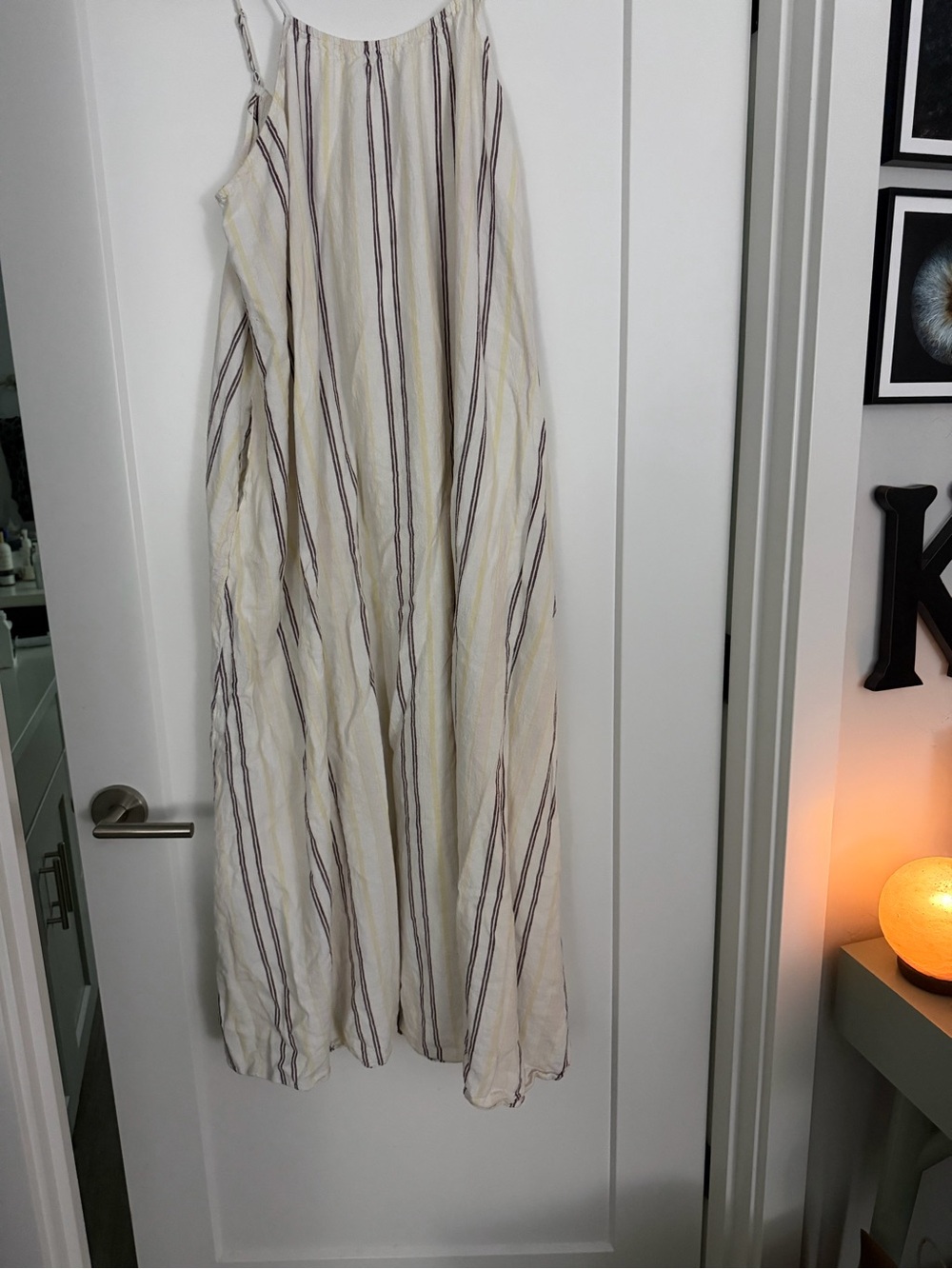 a new day Cream Maxi Skirt with Yellow and Brown Stripes